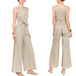 EVERYDAY RITUAL Sun and Sea Tori Jumper Beachy Boho Jumpsuit in Seagrass Stripe